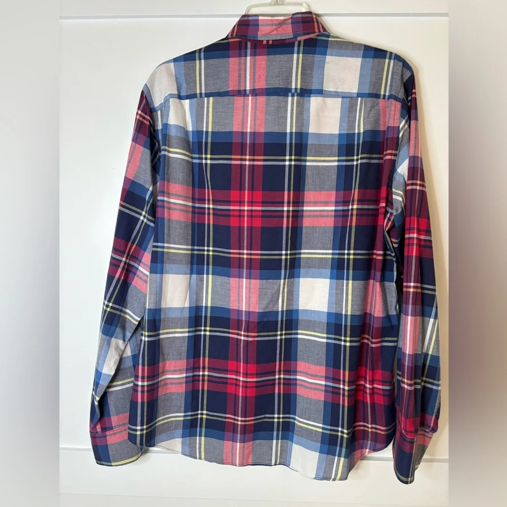 J. Crew Men's Plaid Shirt - Red, Blue, and Yellow size medium
